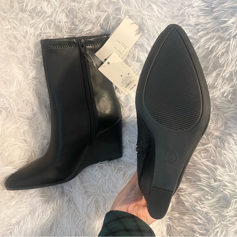 A new day target Black Wedge pointed heels chic Ankle bootie Boots - Picture 4 of 7